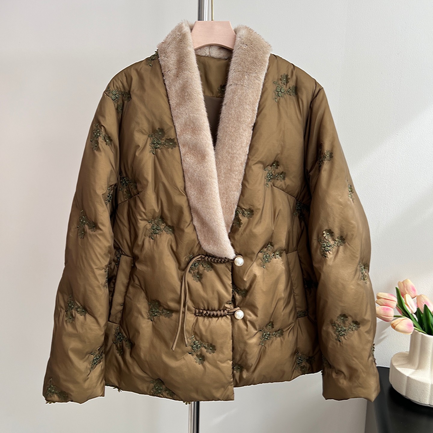 新中式妈妈冬季保暖羽绒服外套