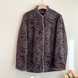 奶奶冬装加棉保暖外套老年人妈妈高贵仿水貂绒上衣服女老太太棉服