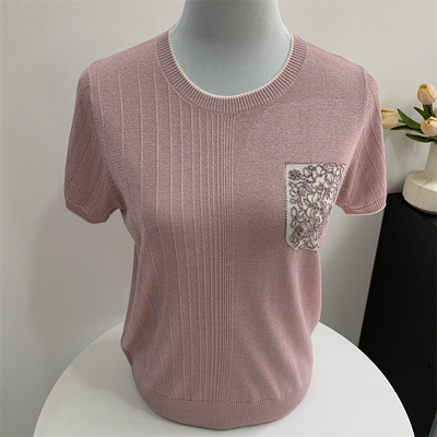 郭贵人妈妈夏装桑蚕丝短袖T恤