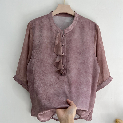 妈妈夏装真丝T恤衫中袖上衣