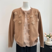 立体绣花上衣服春秋奶奶毛衣外套 中老年女装 洋气妈妈秋装 针织开衫