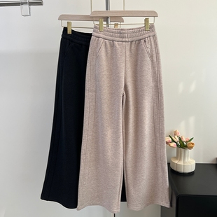 奶奶高腰松紧腰加绒加厚直筒裤妈妈装冬装气质显瘦中老年阔腿裤子