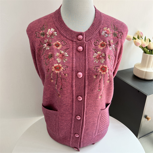 郭贵人老年人加绒加厚毛衣外套