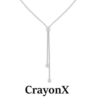 简约水滴锆石毛衣链项链