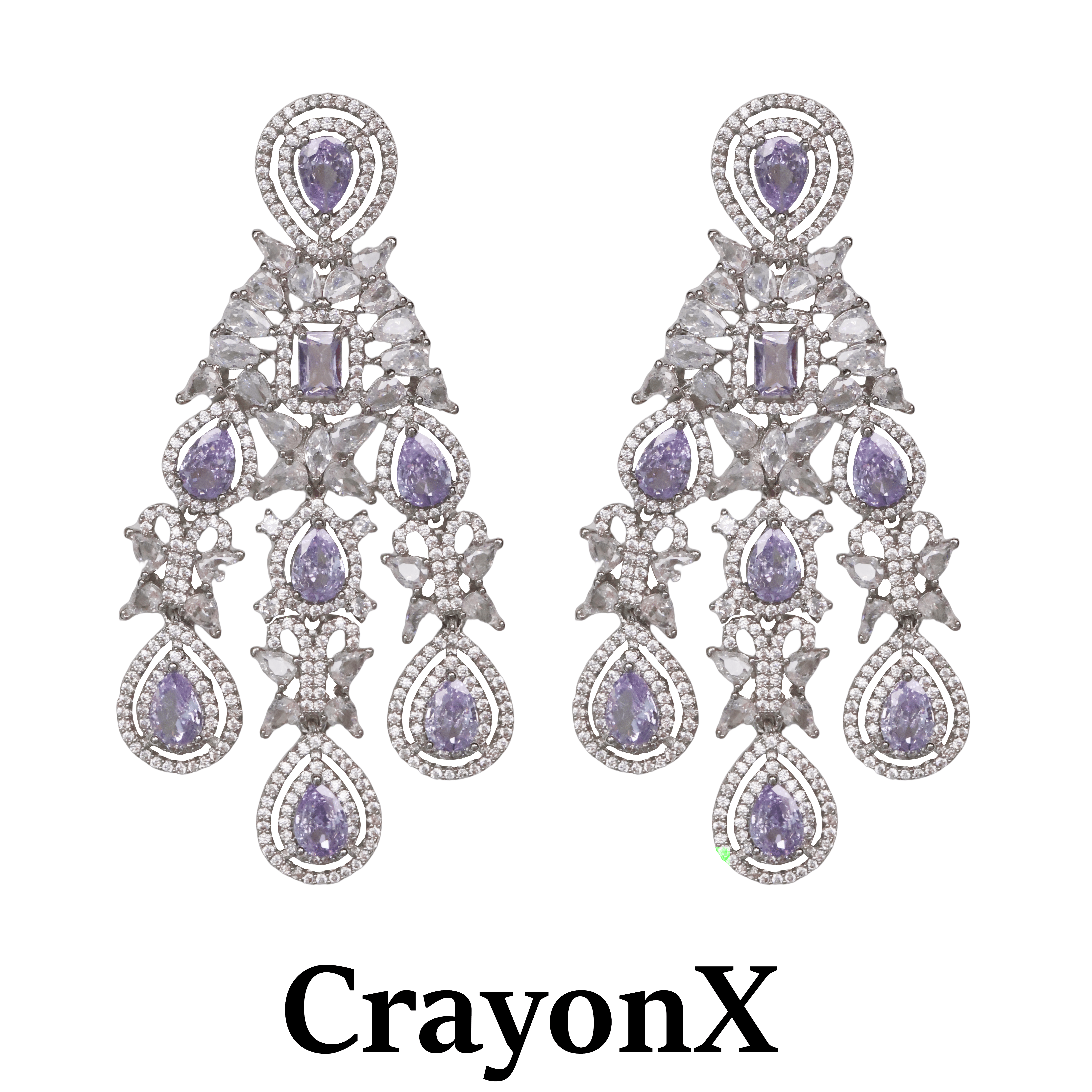 CrayonX超闪锆石花朵流苏耳环