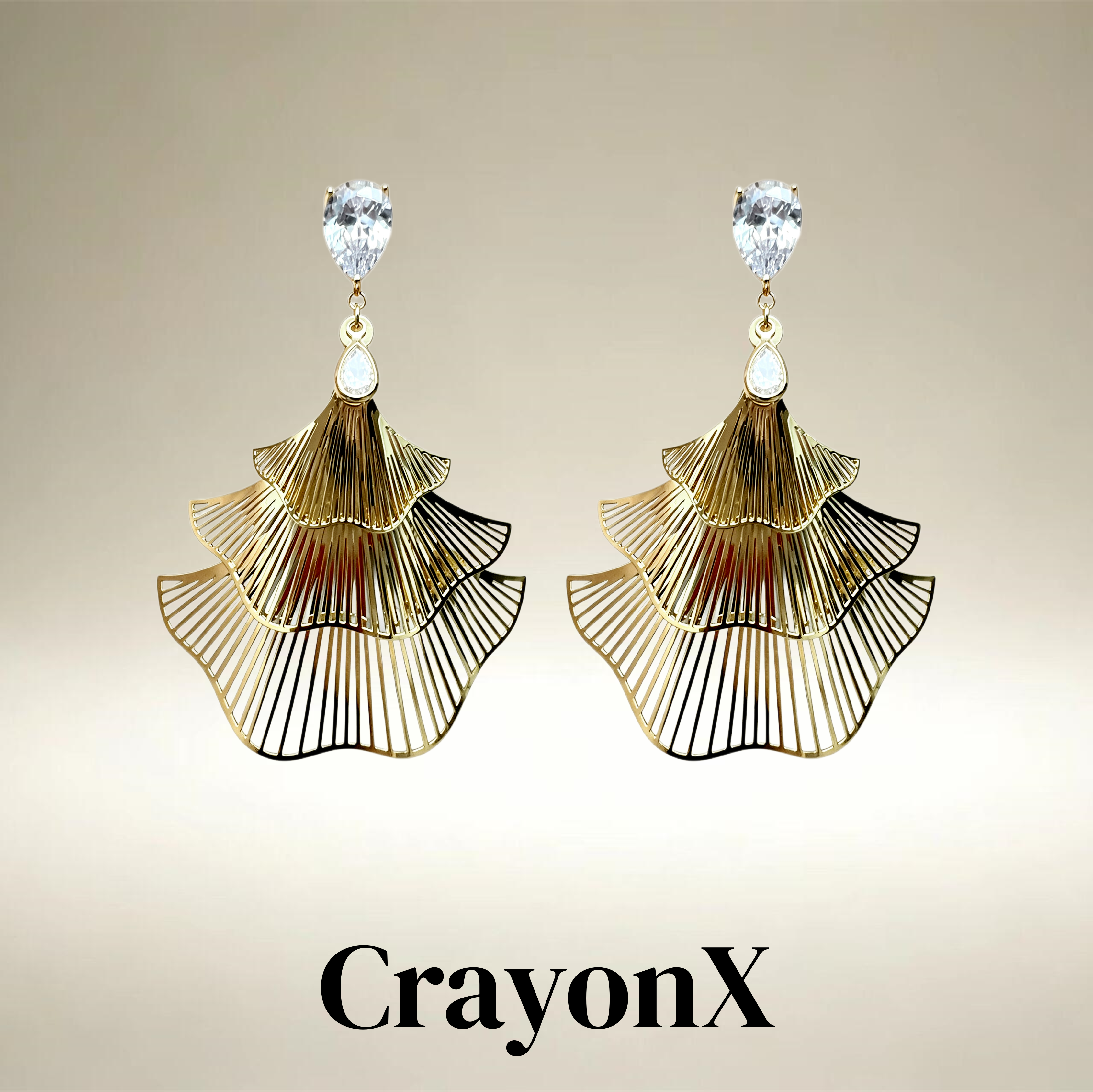 CrayonX设计师款水钻花瓣耳坠