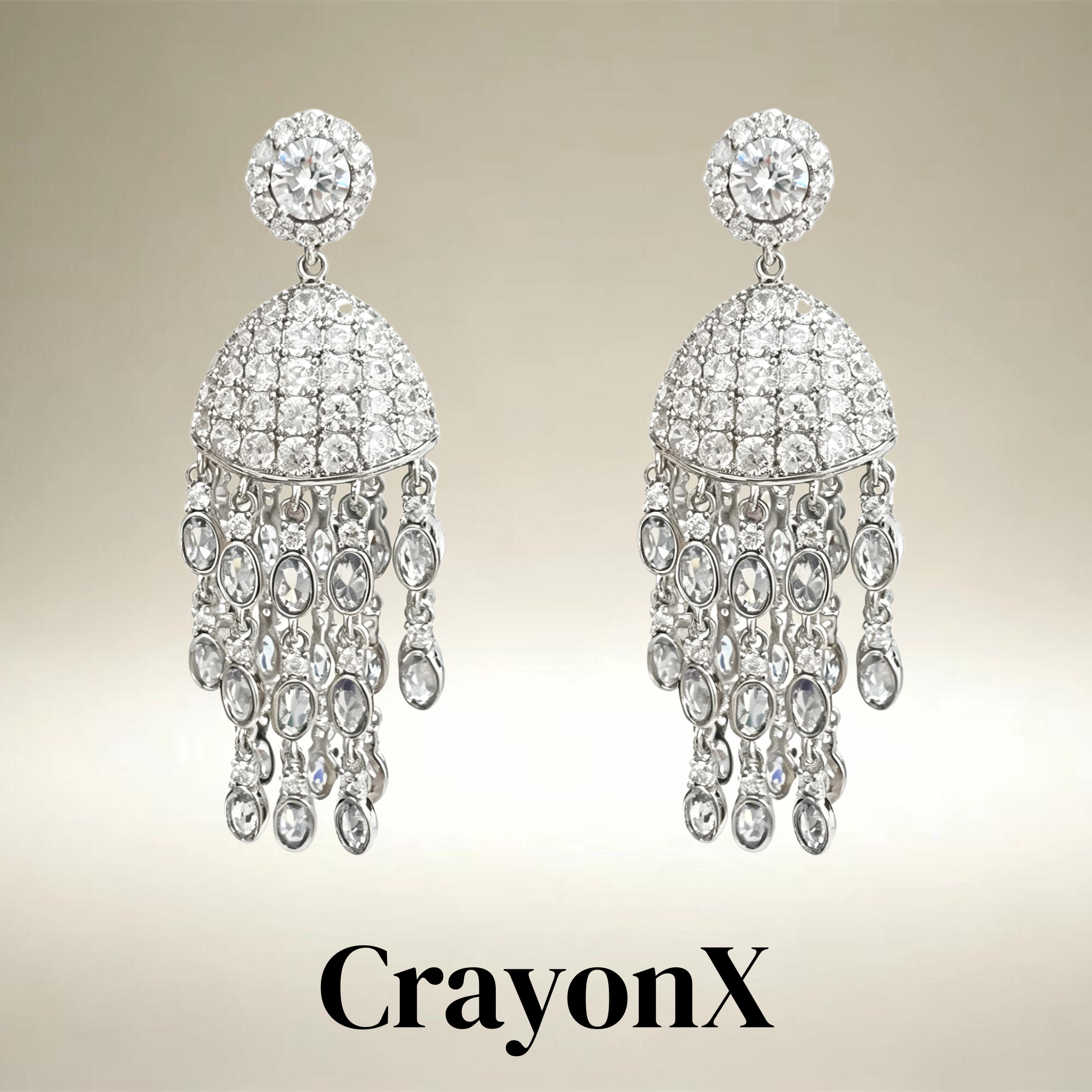 CrayonX宫廷风水钻流苏耳环