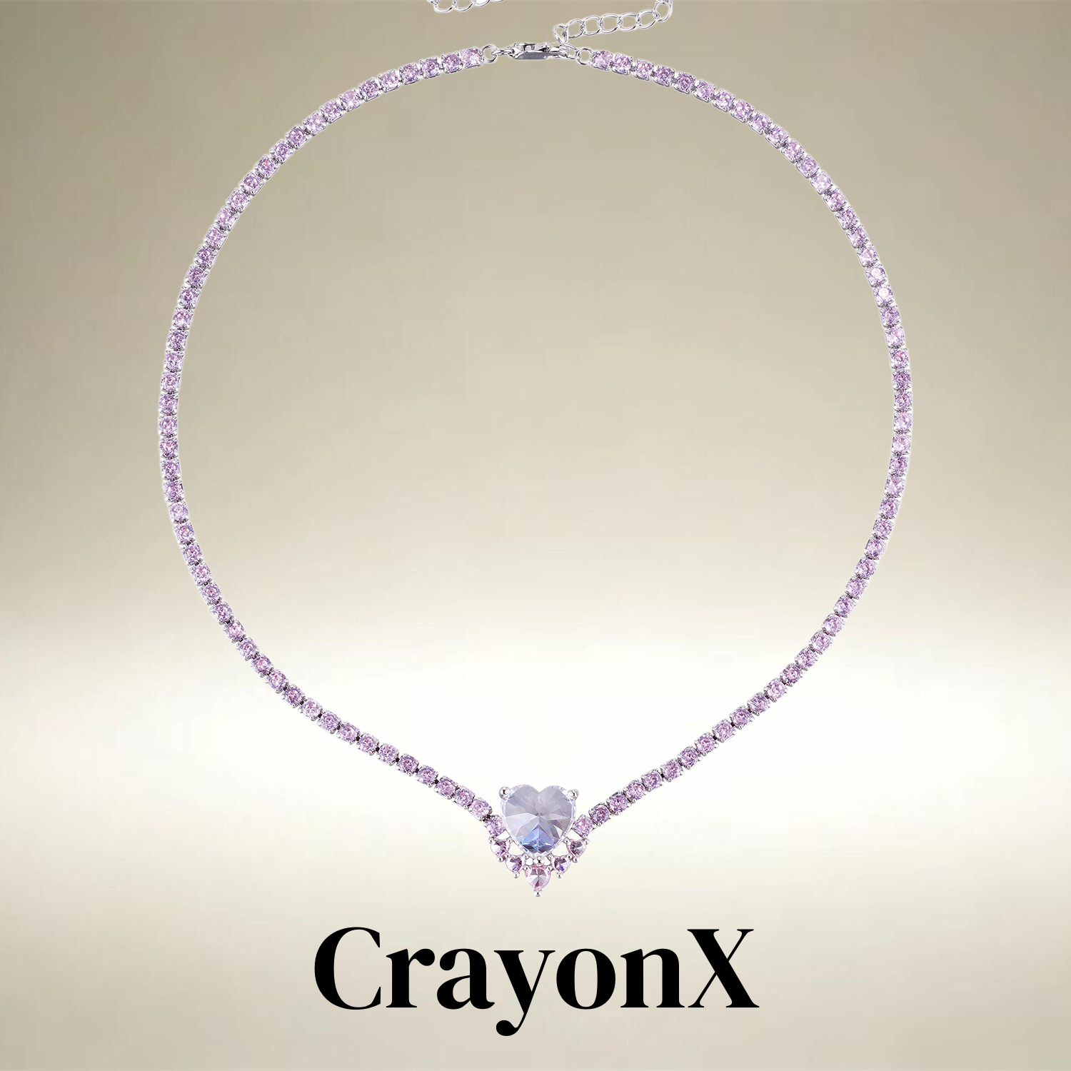 CrayonX小众爱心锆石项链耳环