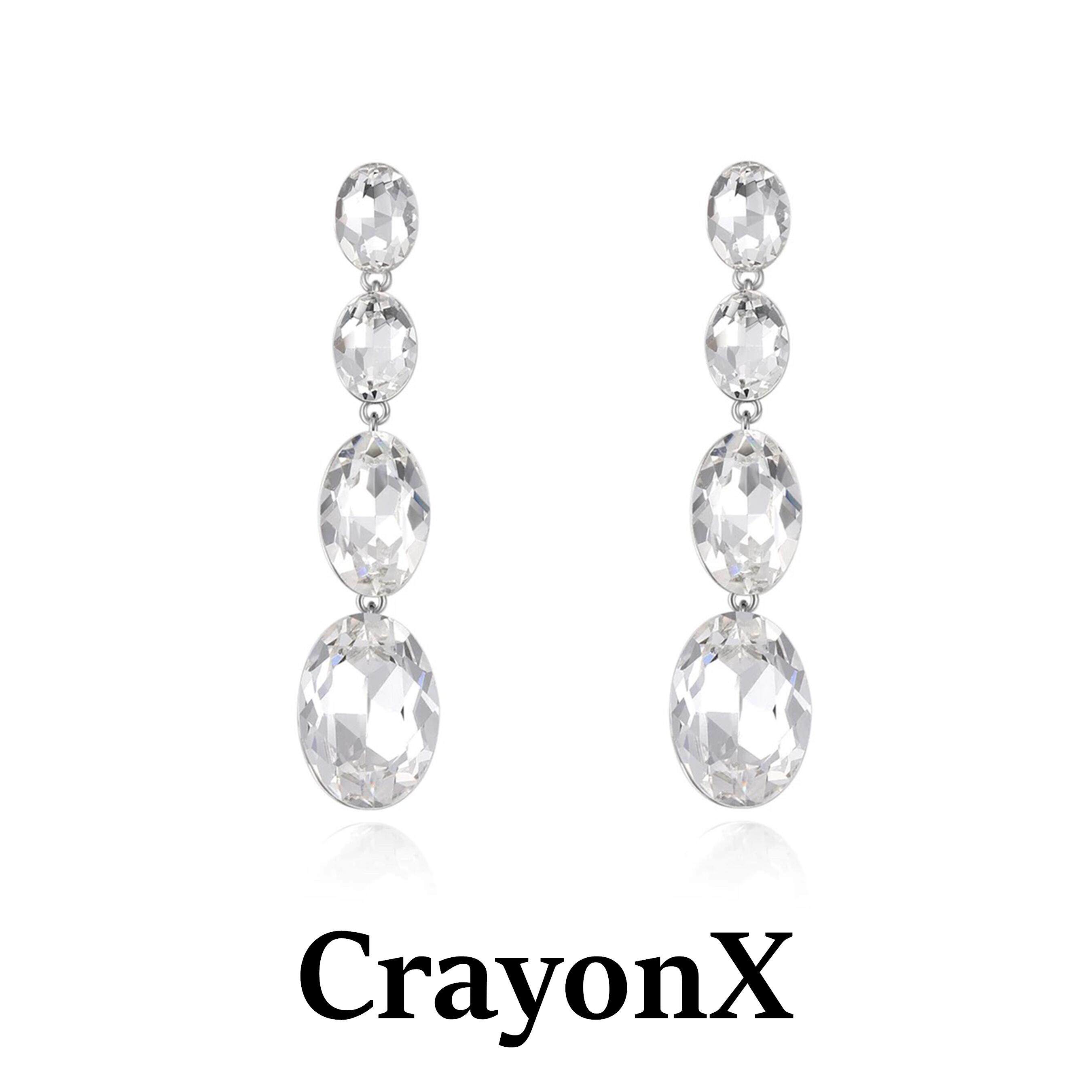 CRAYONX 几何蛋形流苏 灵动吊坠简约线形 设计师锆石银针耳饰