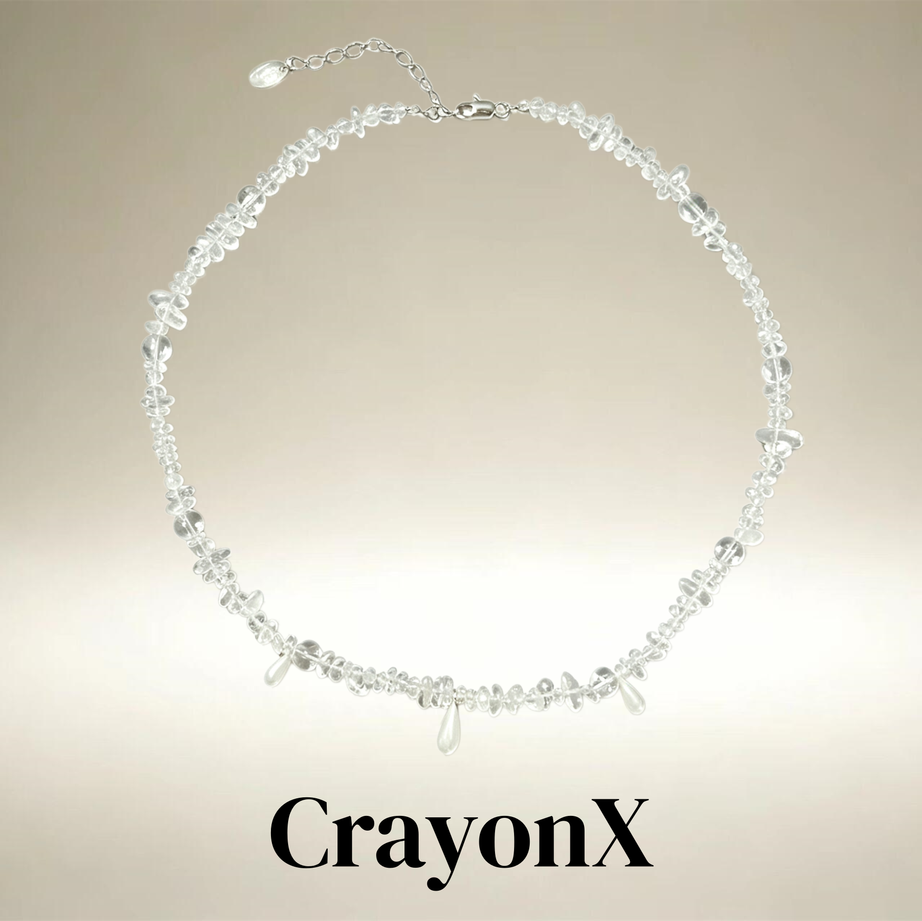 CrayonX不规则水晶水滴锁骨链