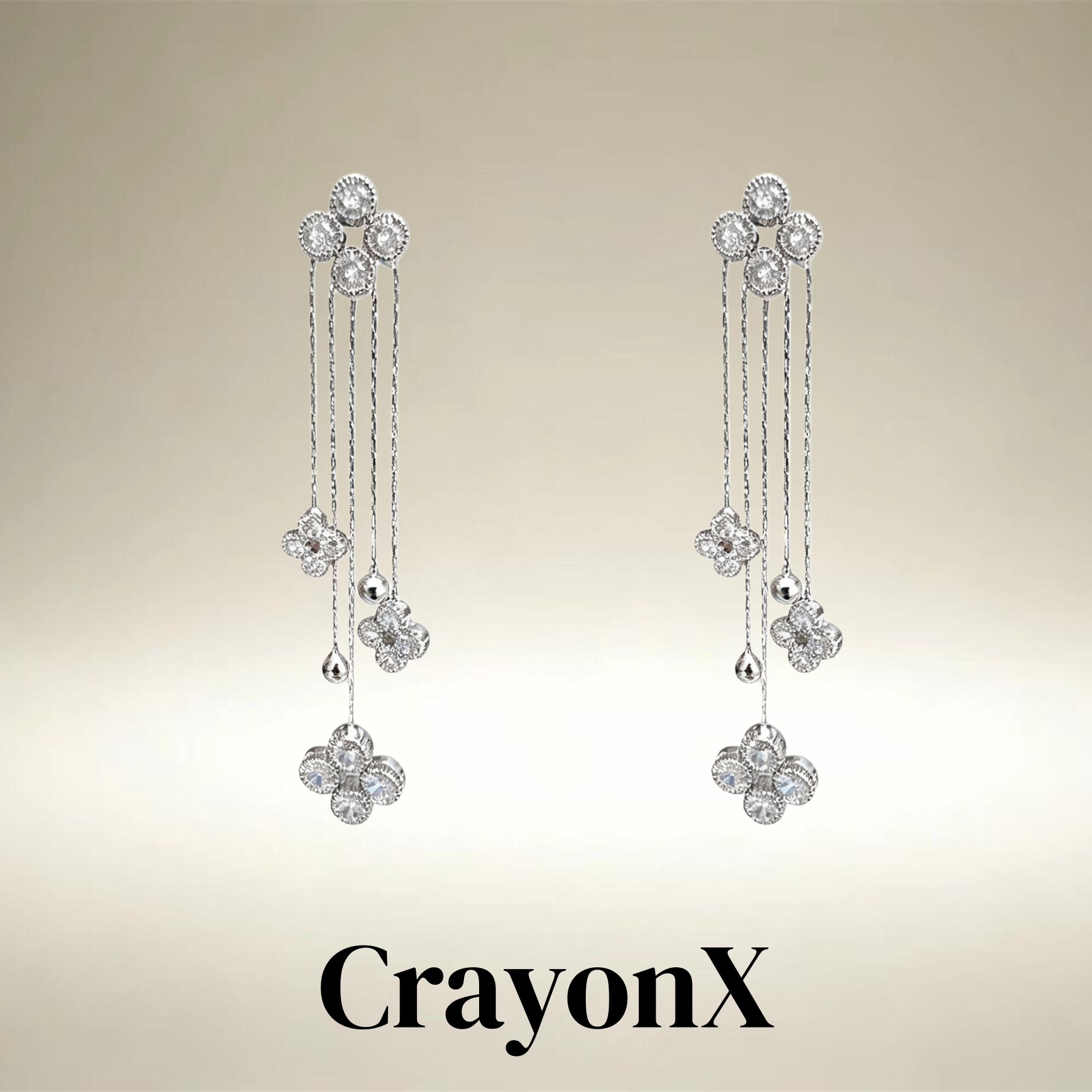 CrayonX四叶草流苏长款耳坠女