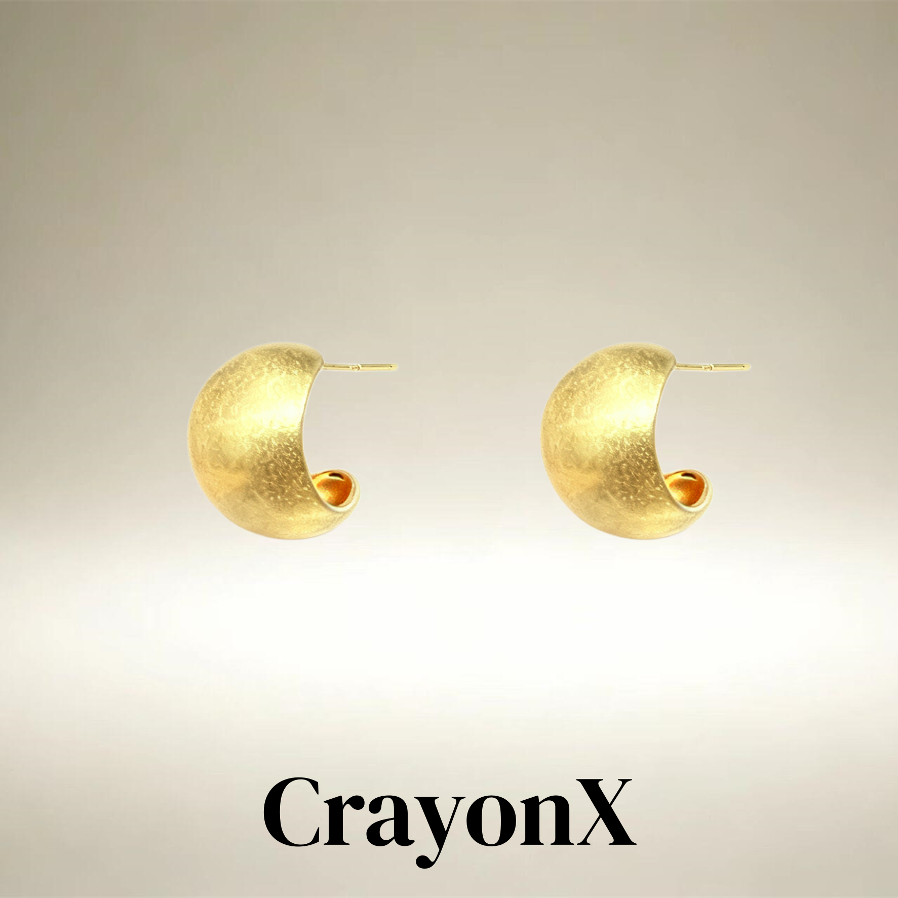 CrayonX冷淡风K金磨砂球耳钉