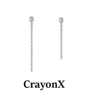 CrayonX 简约纯银通勤精致方糖流苏耳钉 许我耀眼赵露思乔妍同款