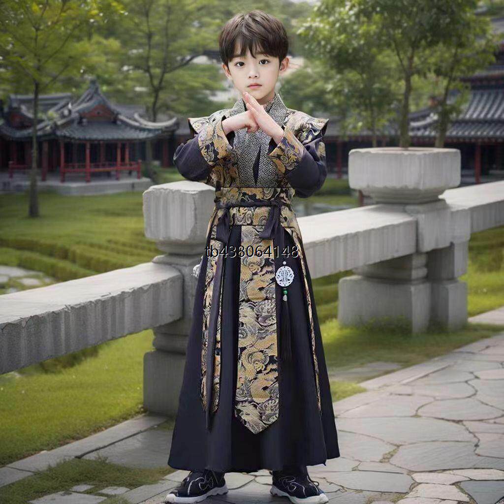 男童汉服春秋季薄款2025新款儿童帅气唐装中国风男孩子古风演出服