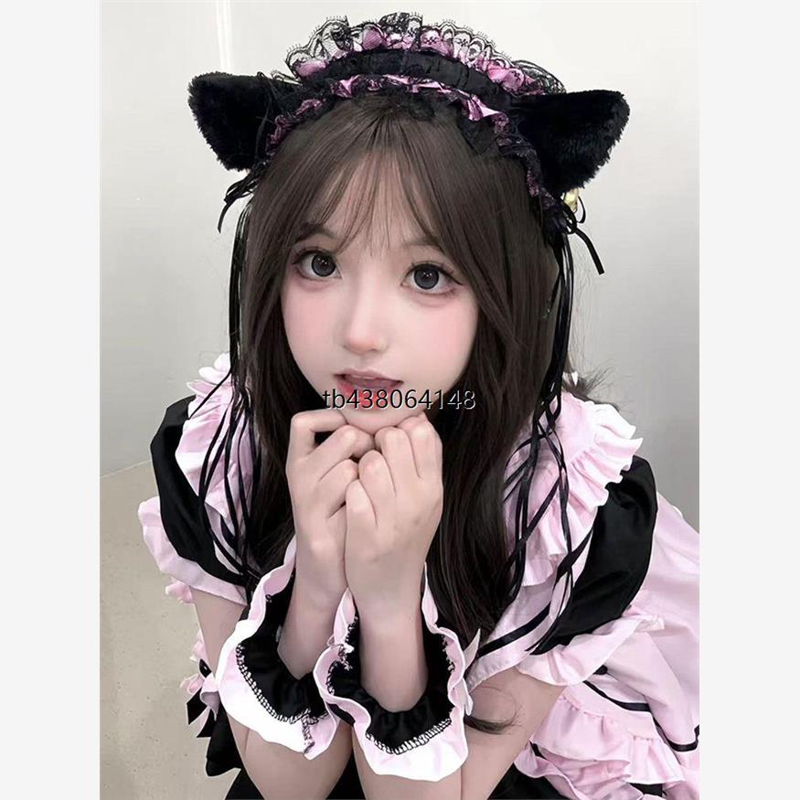 甜美黑粉女仆装cos服装洛