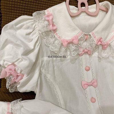 条纹草莓内搭原创Lolita可爱百搭夏季洛丽塔衬衫上衣女lo裙