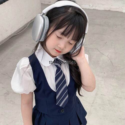 女童学院风套装2024韩版JK制服两件套女宝衬衫校园风百褶裙裤夏装