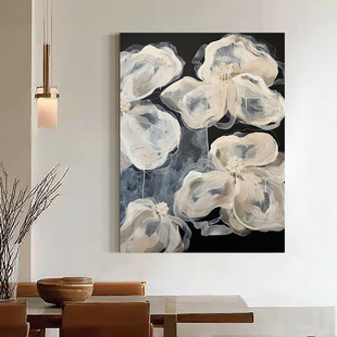 饰画 客厅抽象挂画设计师纯手绘油画背景墙玄关装 侘寂风 欢愉