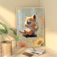 儿童房柴犬装 饰画卧室背景墙挂画书房房间油画主卧客厅向日葵壁画
