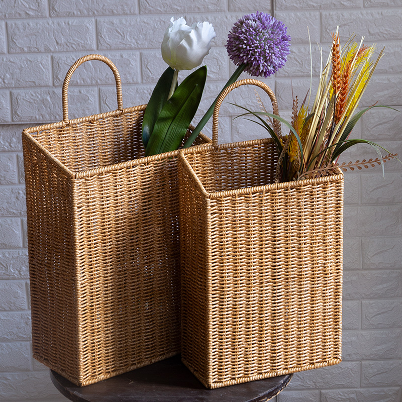 家好点壁挂收纳篮墙上挂篮仿藤编