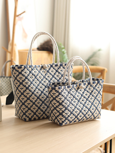 家好点手工编织购物篮ins风提菜篮子塑料手提篮子户外手拎收纳篮