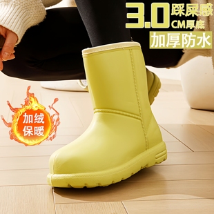 男靴子 防滑加绒保暖外穿雪靴中筒雨鞋 防水厚底雪地靴女士冬季 新款
