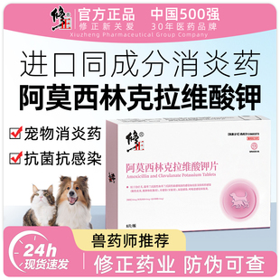 消炎抗菌抗感染宠物感冒药 修正新关爱阿莫西林克拉维酸钾速诺同款