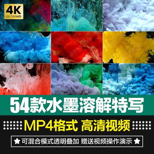 彩色水墨流动溶解视频素材