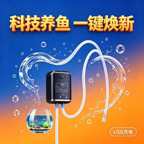 鱼缸电动换水神器吸粪器USB充电式吸水器宠物缸洗沙器抽水吸鱼屎