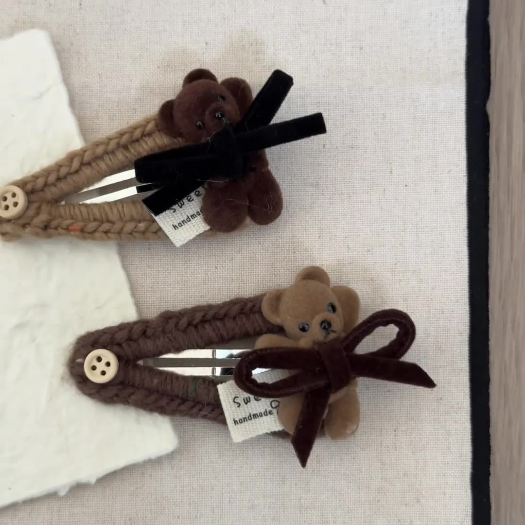 韩系新款撞色丝绒蝴蝶结发卡