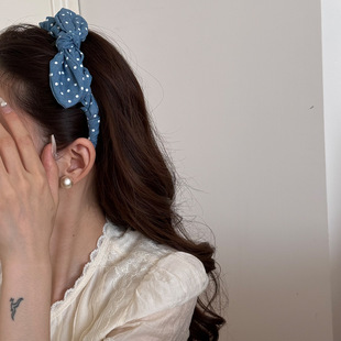复古法式 发饰 波点发箍带齿防滑头箍少女兔耳朵蝴蝶结发卡韩系同款