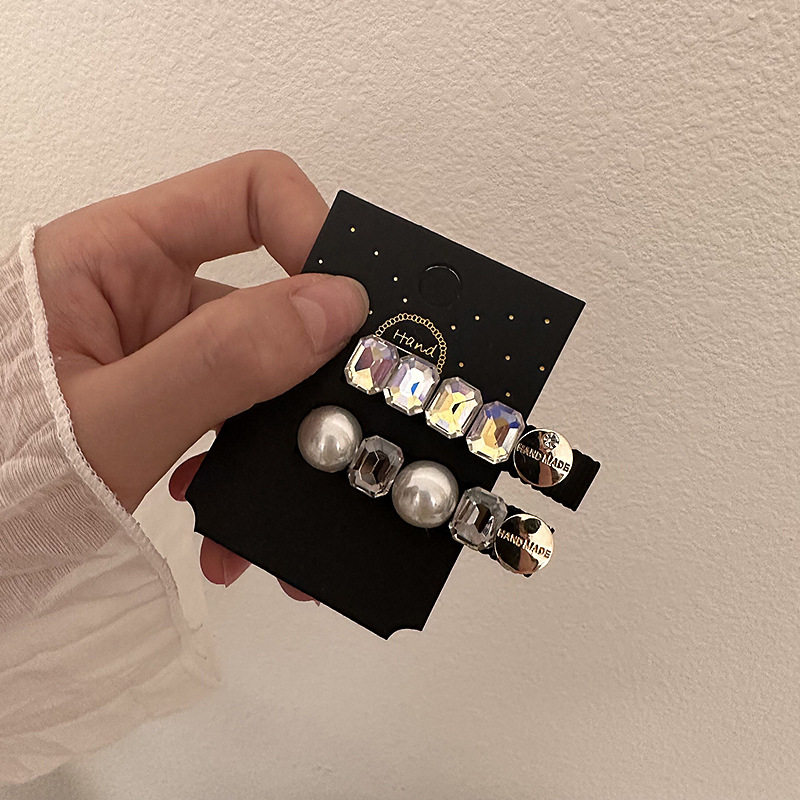 轻奢水钻小号空气刘海夹侧边高级感优雅气质鸭嘴夹小众设计发夹女