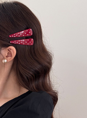 夏日奶酪黄色波点鸭嘴夹女简约百搭刘海夹发夹可爱清新一字夹边夹