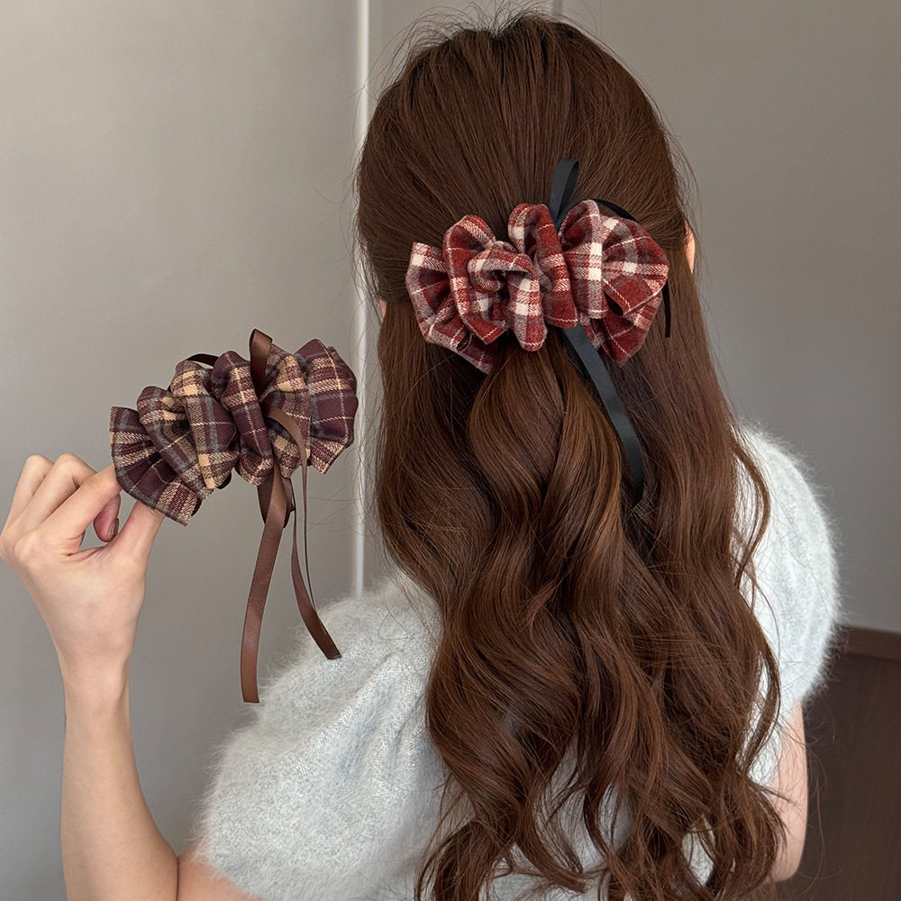 摩卡甜心韩系复古格纹云朵香蕉夹蝴蝶结飘带减龄学院风马尾竖夹女,户外/登山/野营/旅行用品,旅行发卡,淘宝优惠券,粉丝福利购,淘宝优惠卷