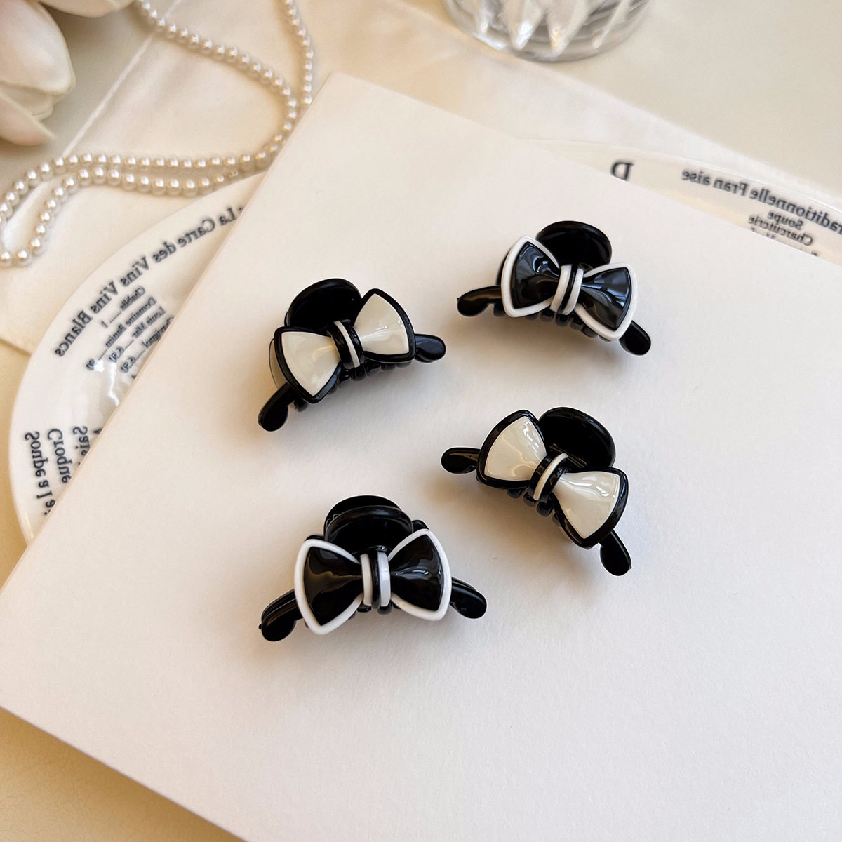 赫本风蝴蝶结碎发发夹抓夹高级感小众法式发量少适合短发的刘海夹