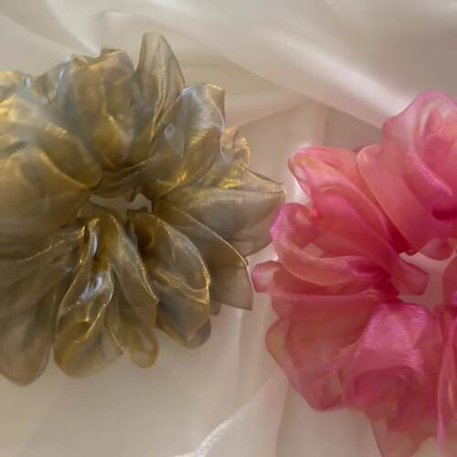 水光湖色欧根纱大肠发圈新款