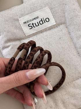 韩国纯色豹纹头绳女橡皮筋高弹力耐用发绳简约新款发圈百搭头饰品