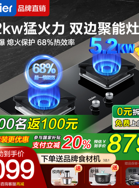 海尔燃气灶煤气灶台双灶家用嵌入式炉灶天然气灶台式猛火灶Q2BE56