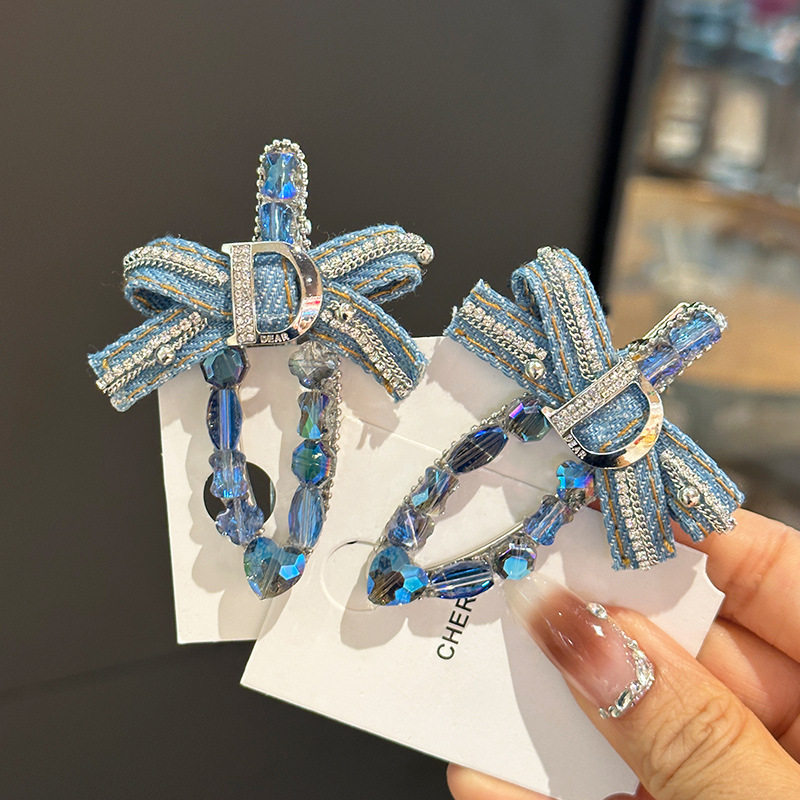 韩系气质复古牛仔蝴蝶结满钻发夹水晶鸭嘴夹边夹刘海侧边夹子头饰,饰品/流行首饰/时尚饰品新,民族风发饰,淘宝优惠券,粉丝福利购,淘宝优惠卷