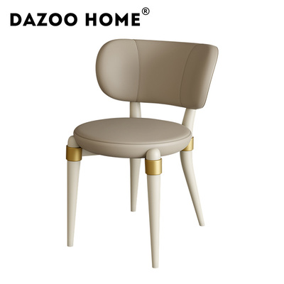 意式极简餐椅轻奢高级感软包靠背进口真皮家用客厅商用高端实木椅