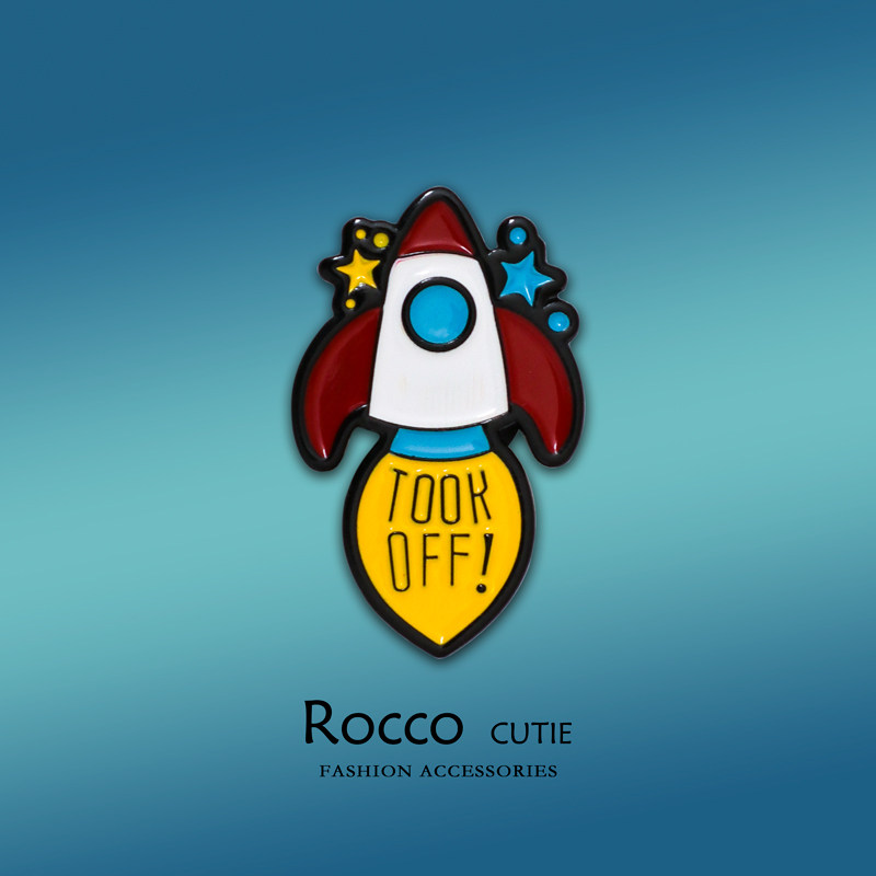 卡通送你一发小火箭胸针使命必达胸章配饰可爱日系徽章别针装饰品