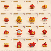 2026新年礼物毛绒胸针合辑马上发财卡通可爱公仔玩偶别针挂饰装 饰