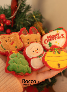 新款圣诞节毛绒胸针麋鹿老人卡通圣诞树别针徽章小玩偶挂件装饰品