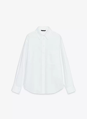 2025秋季新品 女装 白色长袖基本款贴袋衬衫  抗皱液氨免烫