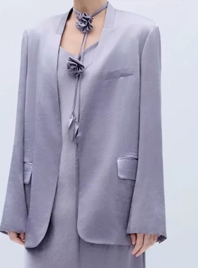 100%醋酸醋酸紫色吊带裙长款度假约会珠绣轻礼服收腰显瘦连衣裙