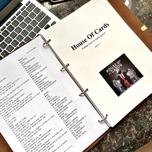 【House Of Cards 】纸牌屋中英文字幕台词英语学习活页夹笔记本