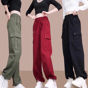 工装裤女款2026新款春秋季宽松高腰休闲裤运动裤百搭束脚哈伦裤子