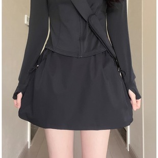 黑色工裝 女夏外穿2025新款 半身裙小個子防走光包臀裙運動裙褲 短褲