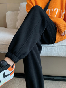 子小个子休闲卫裤 运动裤 秋冬加绒黑色纯棉裤 束脚2026新款 女春秋款