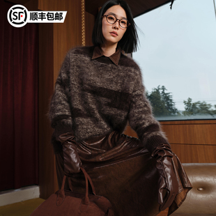 2025冬季经典阿拉善山羊绒拉绒毛衣高克重云雾感上衣100%山羊绒衫